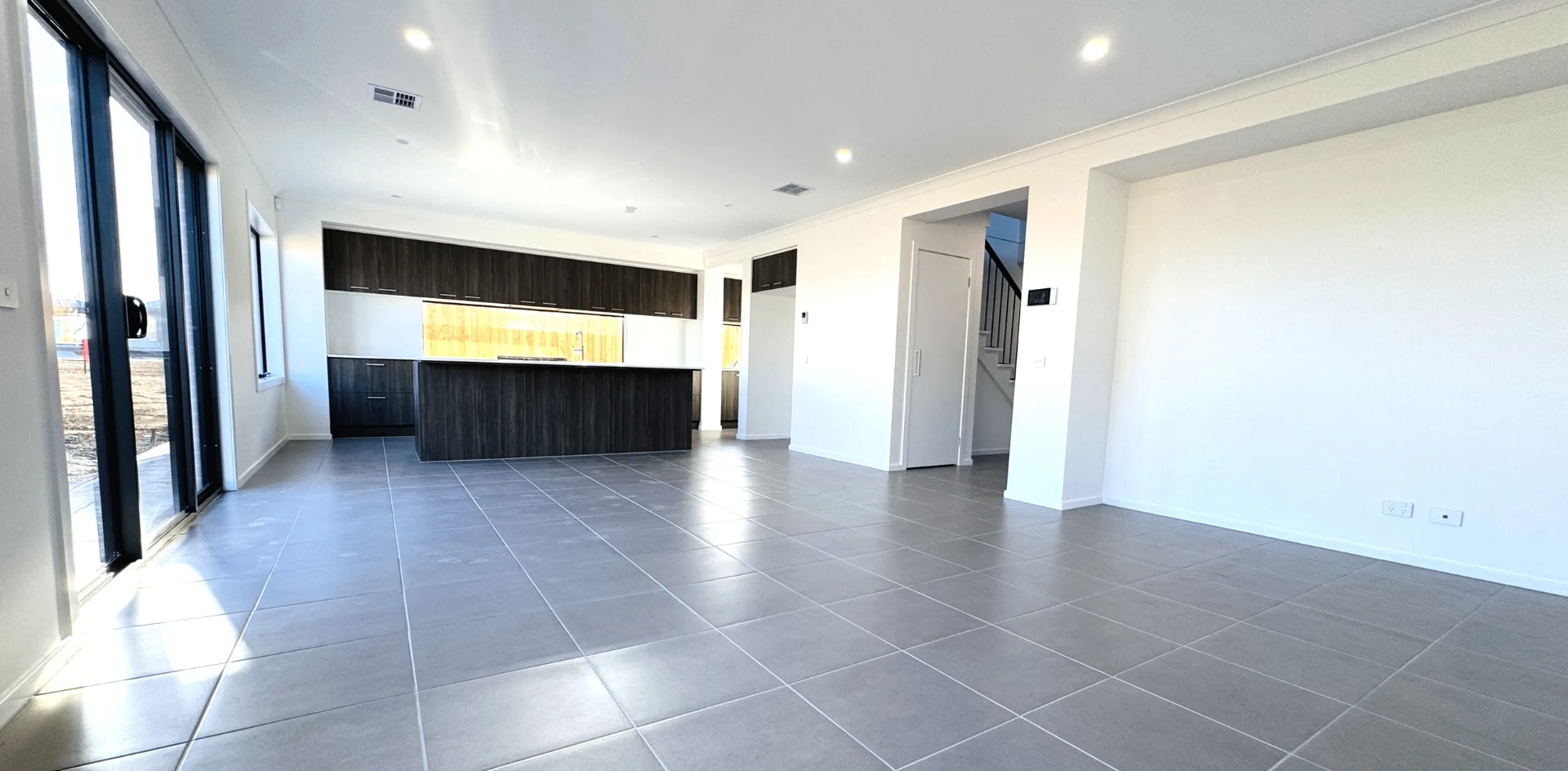 Open-plan living, dining and kitchen